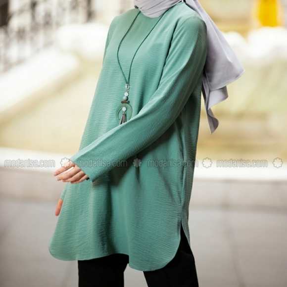 Brand new Green Almond tunic with necklace - Picture 6 of 6